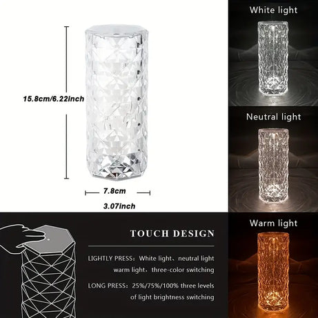 Touch Control Crystal Diamond Table Lamp 1pc