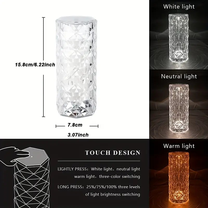 Touch Control Crystal Diamond Table Lamp 1pc