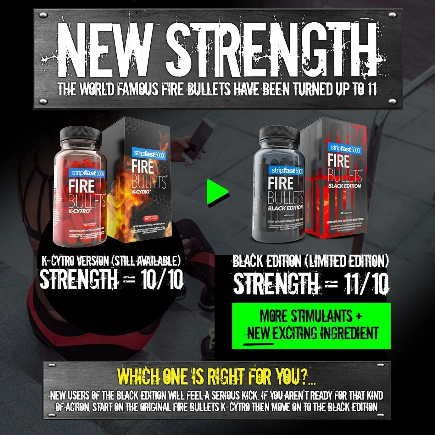 Stripfast5000 Fire Bullets Black Edition Max Strength Fat Burner & Weight Loss Pills for Women and Men