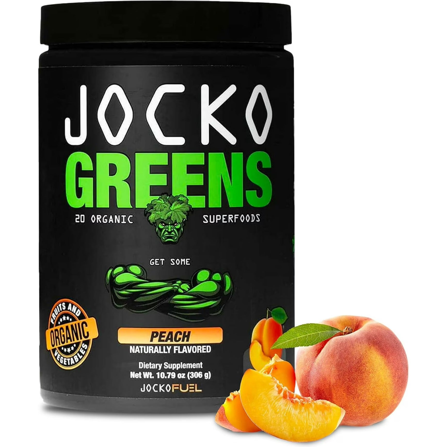 Jocko Fuel Greens Powder, Organic Greens & Superfood Powder, Peach Flavor, 30 Servings
