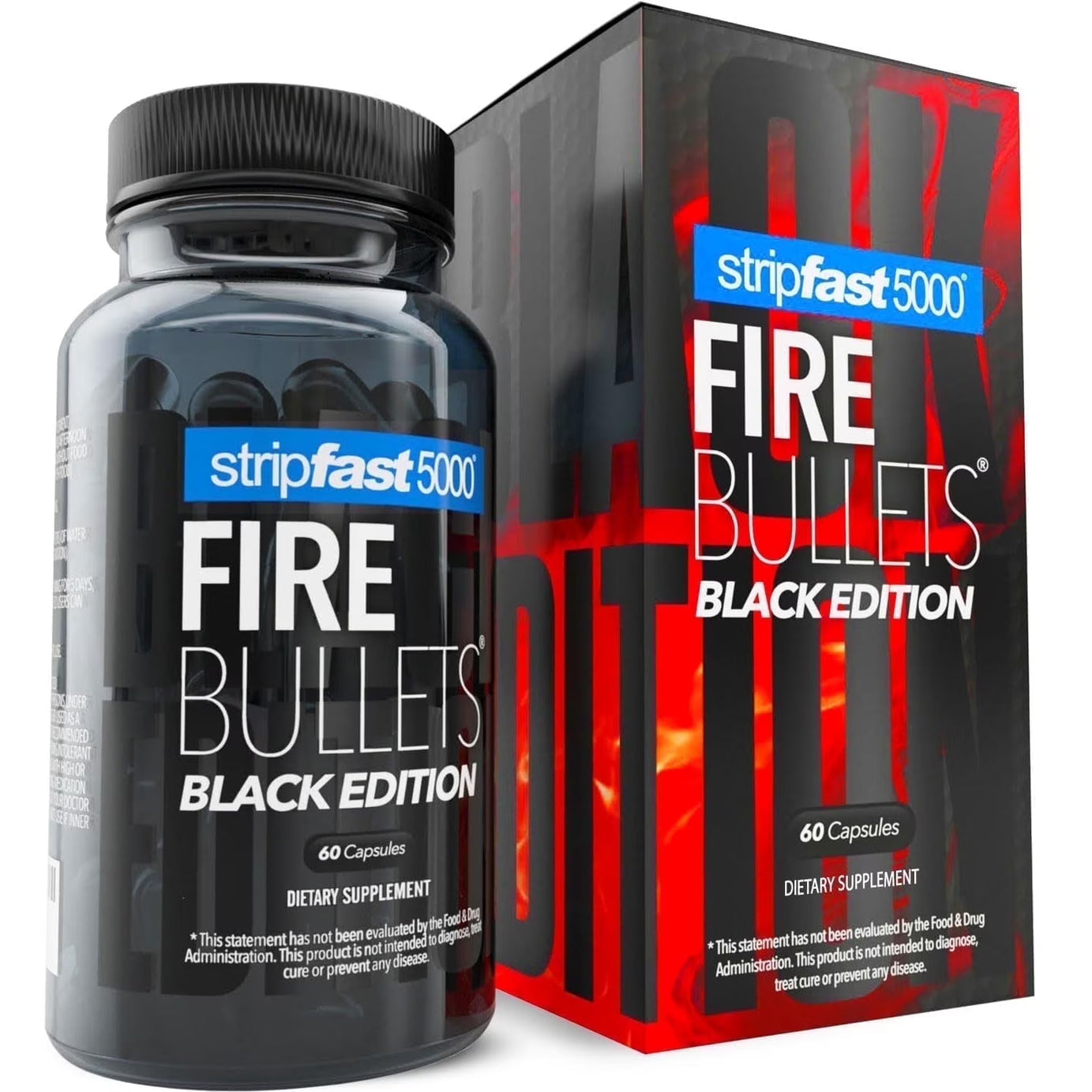 Stripfast5000 Fire Bullets Black Edition Max Strength Fat Burner & Weight Loss Pills for Women and Men