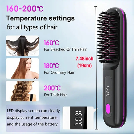 Cordless Hair Straightener Brush