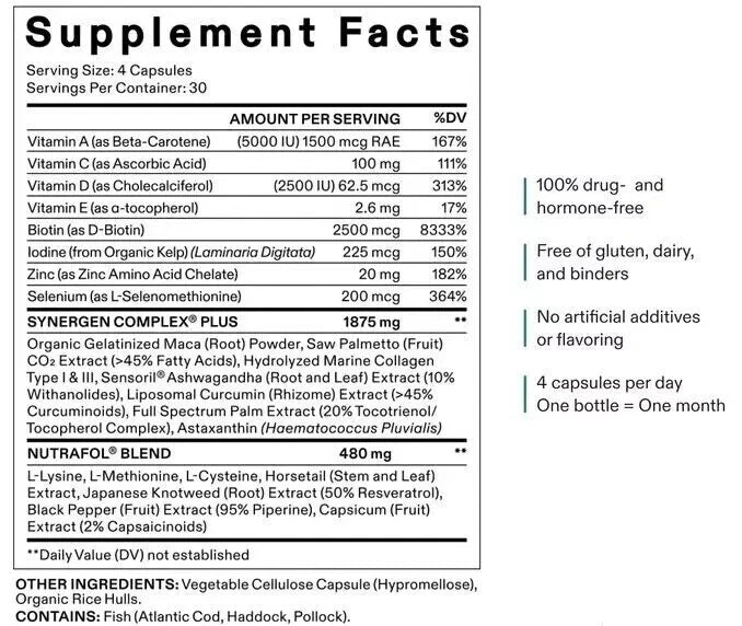 Nutrafol Women's Balance - Hair Growth Nutraceutical Supplement, 120 Capsules Uk